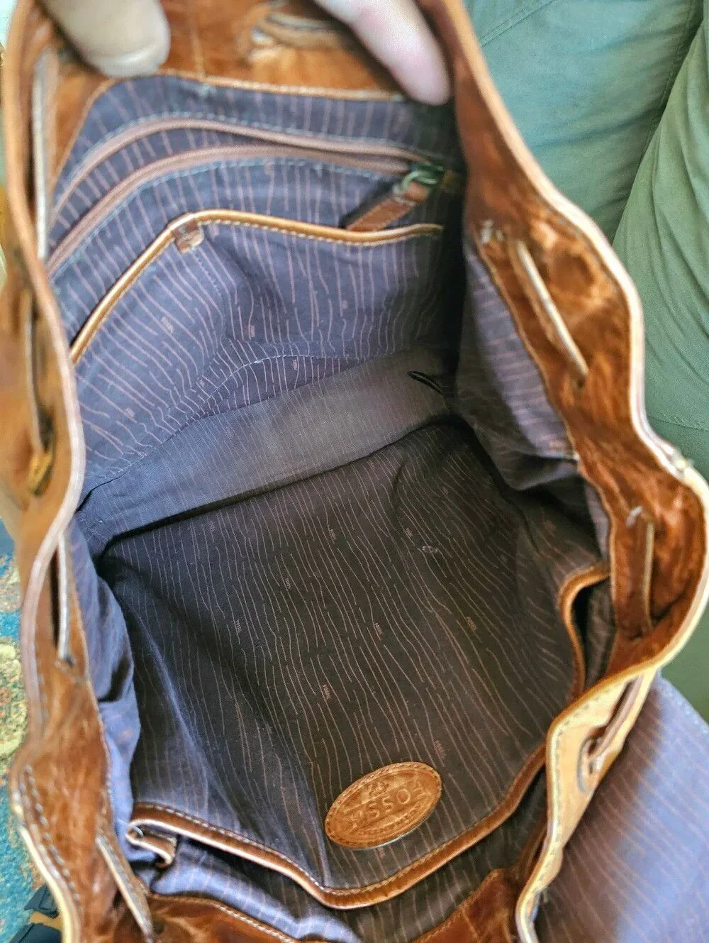 Vintage Fossil Chestnut Brown Leather Backpack